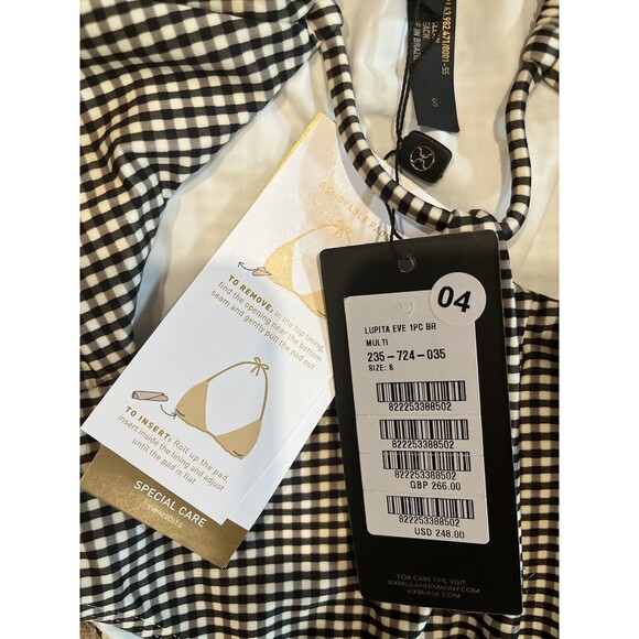 VIX Paula Hermanny womens Lupita One Piece Swimsuit size Small Black Check $248 - Picture 10 of 12
